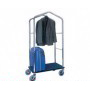 Carrello porta valigie con appendiabiti. Acciaio cromato cm. 95 x 55 x 183 H.