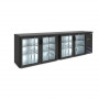 Banco refrigerato Back Bar a 4 sportelli in vetro. Temp. 0°/+10°C. Dim.cm. 254,2x53,5x86H