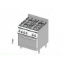 Cucina a GAS 4 fuochi a fiamma libera + forno elettrico. Dim.cm. 70x70x85H. - Potenza termica 19