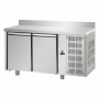 Tavolo Refrigerato 2 porte, con alzatina 310 Lt. Acciaio inox. -2°/+8°C. - Cm. 142x70x85H.